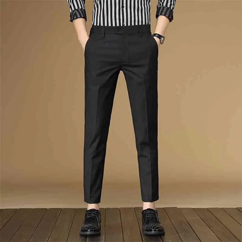 Tfetters Brand Mens Four Seasons Casual Pants Män Sju Färger Polyester Business Mid Rak Ankellängd Byxor 210715