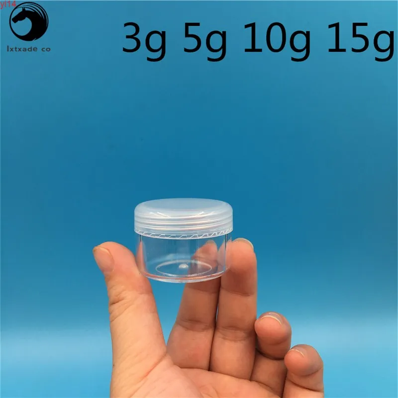 5gl 10g 15g Vasetti trasparenti per bottiglie di plastica vuote Crema Gel per gli occhi Piccole bottiglie di imballaggio per campioni Contenitori per balsamo per le labbra Buona quantità