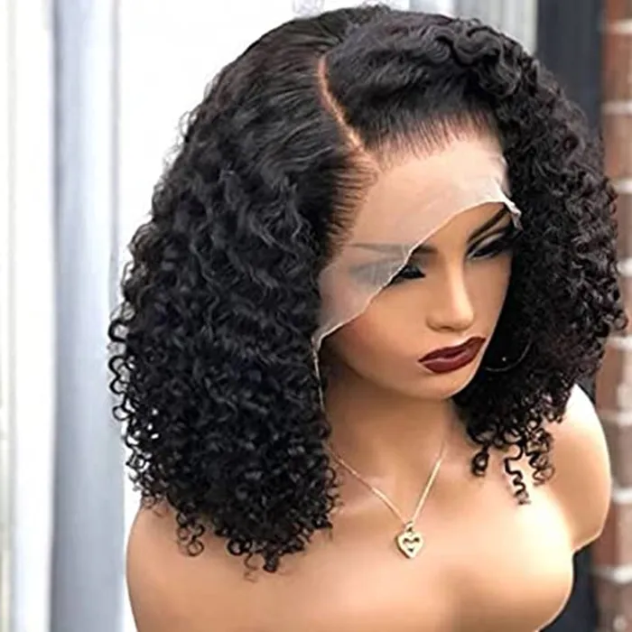 13x4 Mongolo HD Trasparente Crespo Riccio Anteriore Parrucche Capelli Umani Pre Pizzicate Con I Capelli Del Bambino per Donne Nere Glueless Parrucca Frontale Ricciolo Onda Profonda