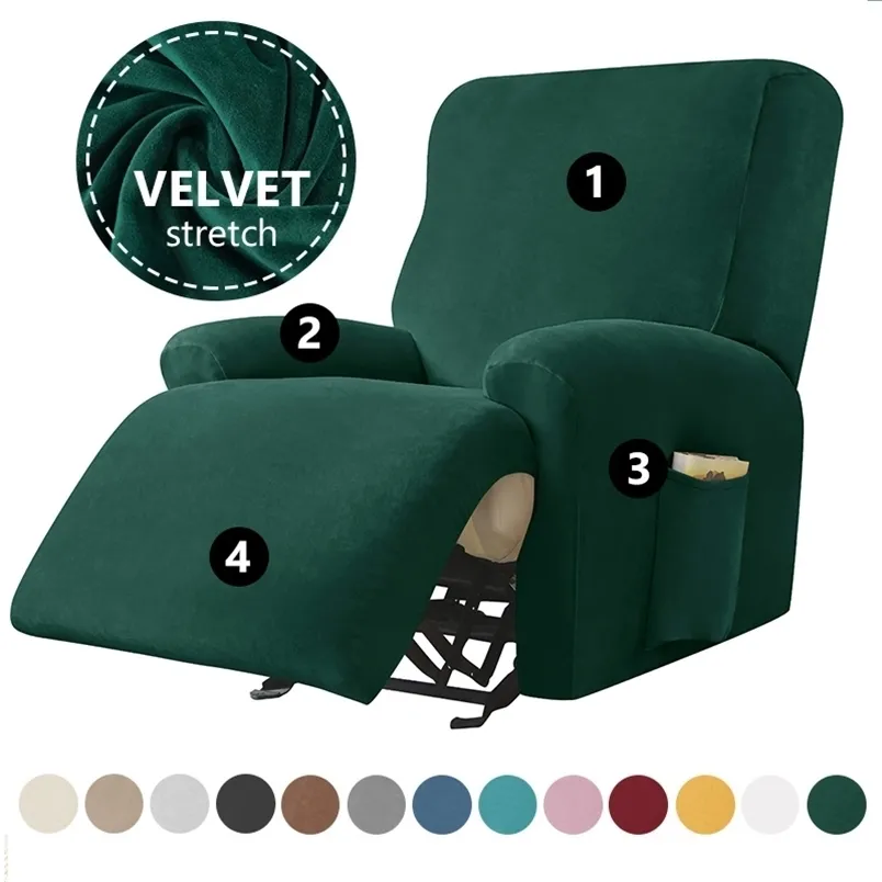 Stretch Velvet Plush Recliner Cover Lazy Boy Chair Lounger Single 3