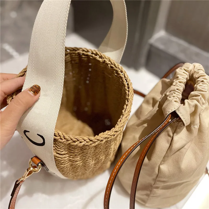 Storage Bag Summer Straw Handbags 2021 Woven Bucket Bag DOKOT