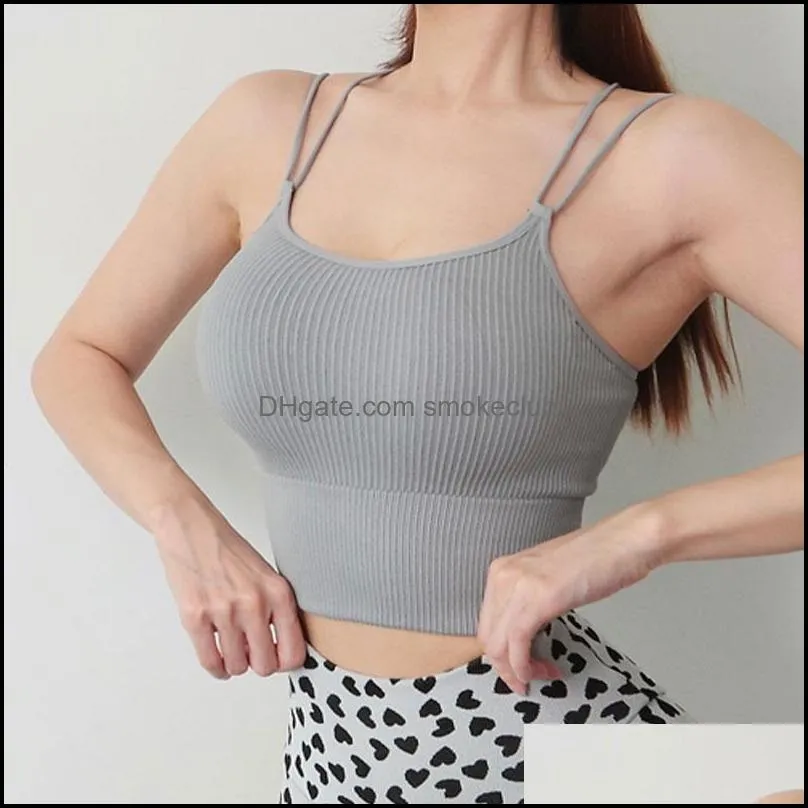 Yoga Outfit 2021 Summer Fashion Thin Shoulder Strap Fitness Sports Bra Suspender Vest Underwear Women`s Traceless