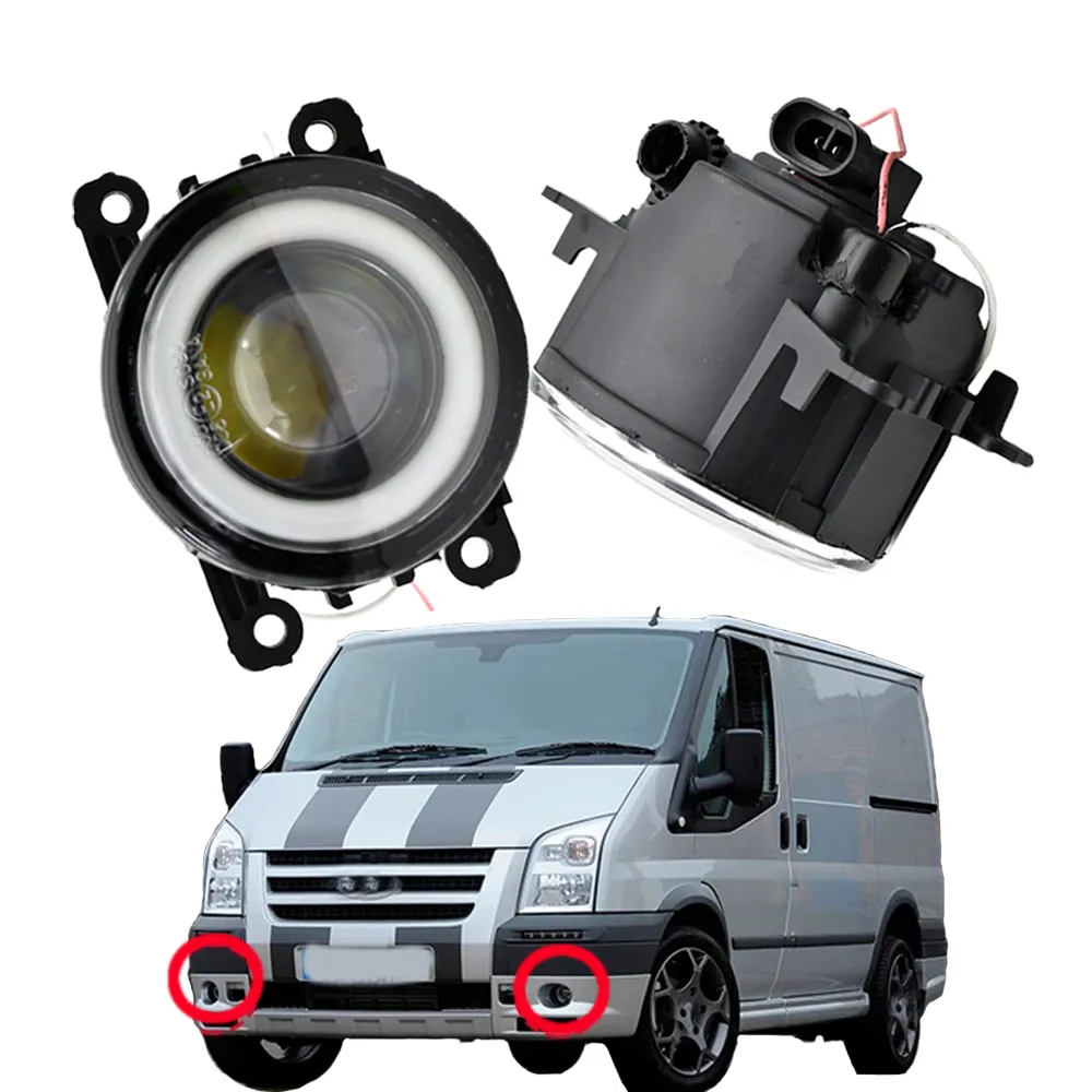 LED Lens Fog Light For Ford Transit Tourneo Car Front Bumper FogLamp DRL Daytime Running Light-White 12V