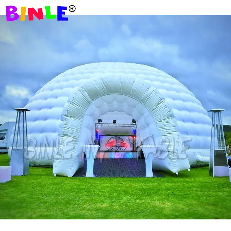 خيمة القبة المدعومة من الهواء المدعومة مع أضواء LED الملونة تفجر قاعة معرض خيام Igloo لحفلات الزفاف 2735