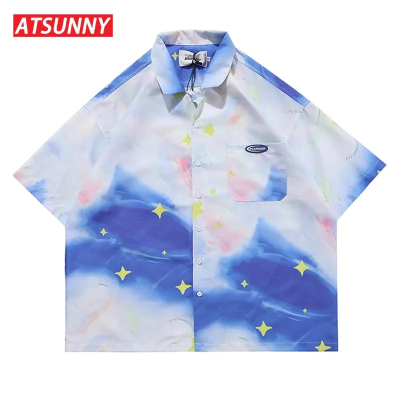 Salt System Blue Sky Biały Clouds Gwiaździste Bluzy Bluzy Streetwear Męskie Hip Huch Harajuku Casual Pot Topy Koszulki męskie