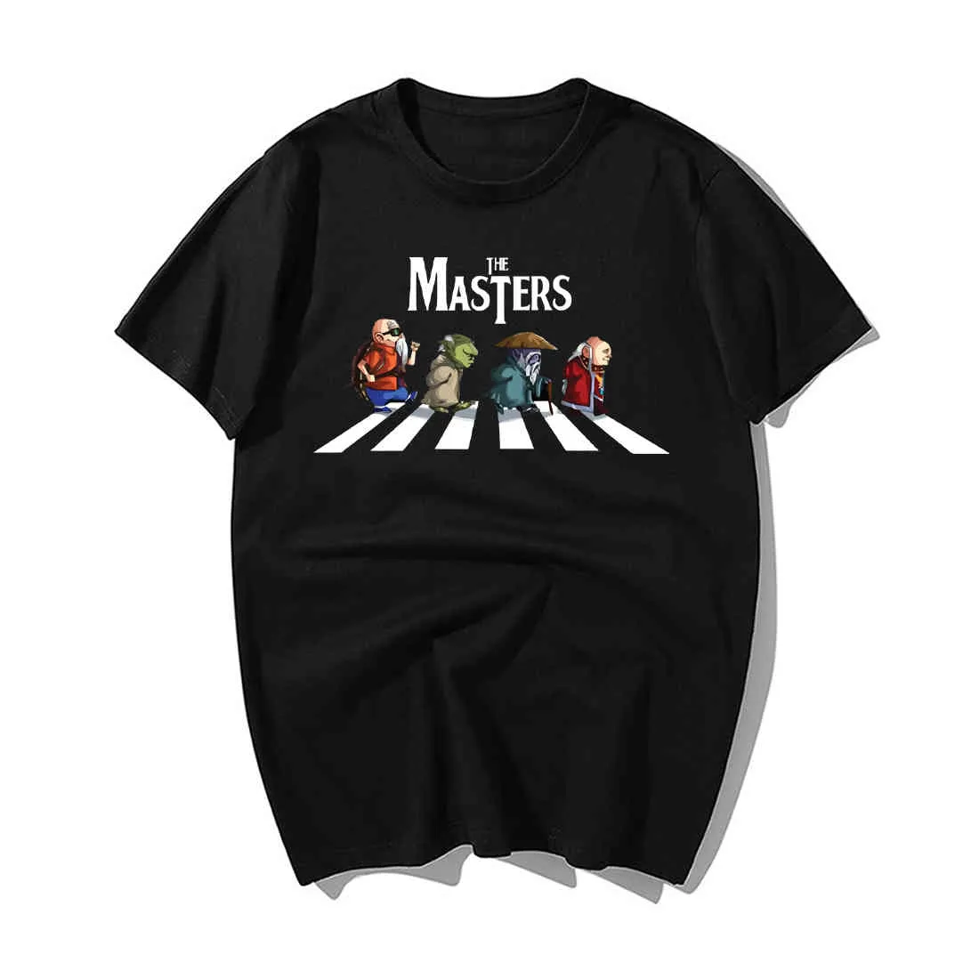 Funny Anime Shirt The Masters Walking Across Fashion Print Tshirt Men Summer Casual High Quality Cotton Short Sleeve Tops Tees