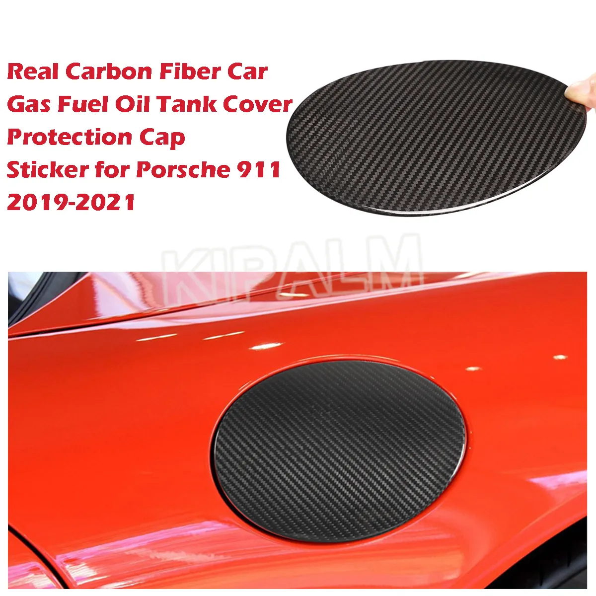 1 piece Car Real Carbon Fiber Sticker Gas Fuel Oil Tank Cover Protection Cap for Porsche 911 2019-2021