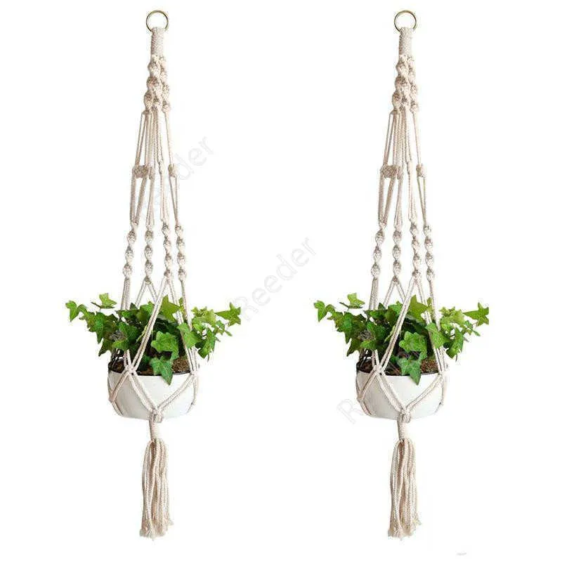 Växthängare macrame rep krukor hållare rep vägg hängande planter hängande korg växthållare inomhus blomkruka korg lyfter dar26