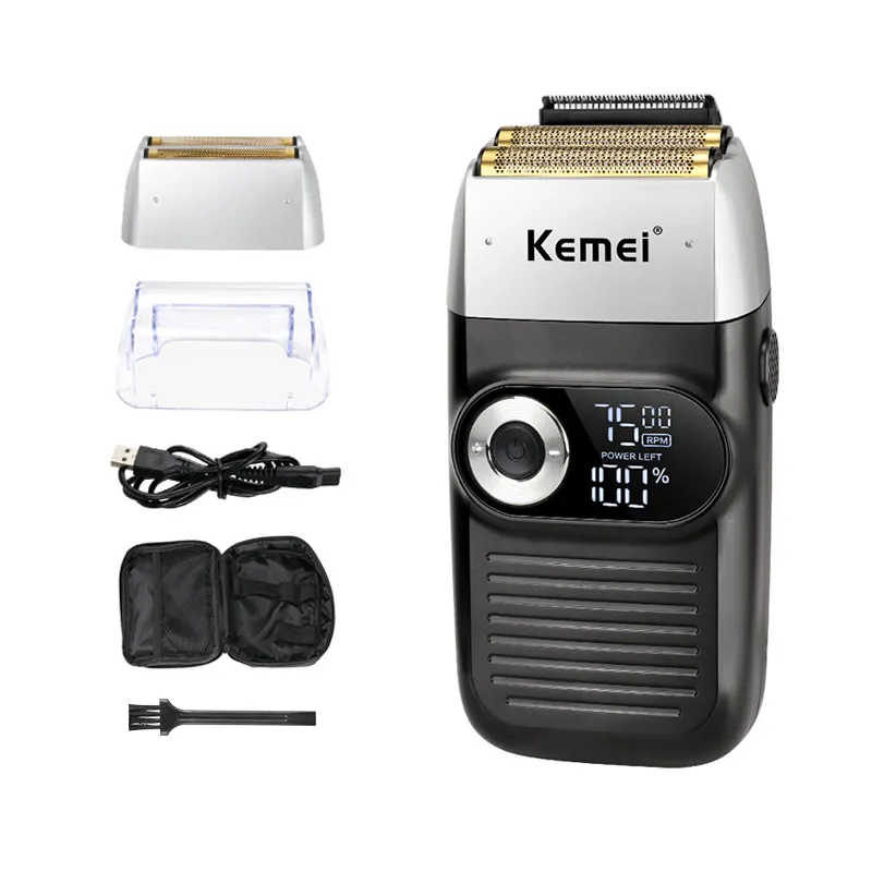 Rasoir électrique Sans Fil Kemei - Double Lame - Étanche - Rechargeable - Pour Le Corps Et Le Visage