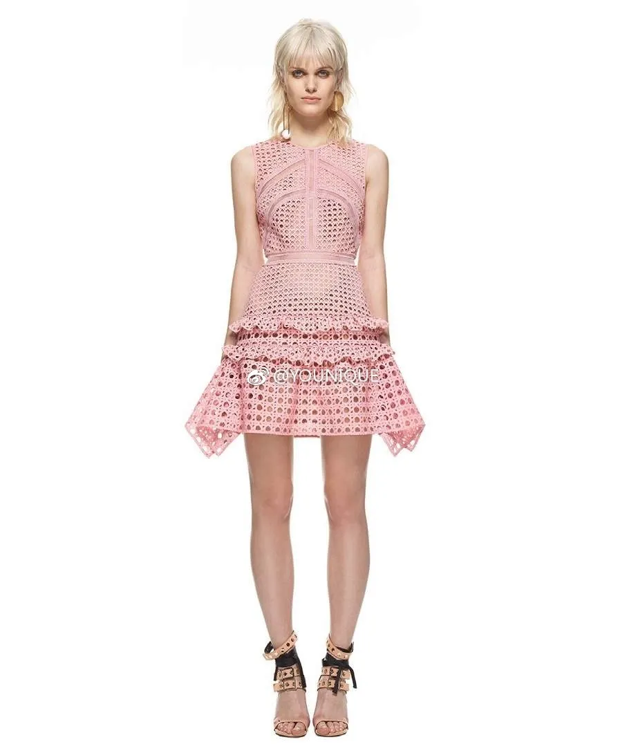 Floral Crochet Lace Dress Sleeveless Pink Prom Dresses For Women, Summer  Runway Style From Long005, $59.1 In Bulk | DHgate.Com