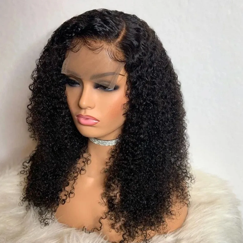 Deep Culry Lace Front Wigs water Wave Synthetic No Gel Ajustable Cap Headband Wig Easy Install Heat Resistant Fiber T Part Wigss for women synthetics