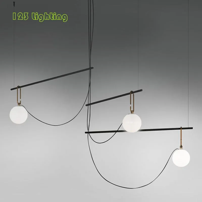 Lampes suspendues en verre déplacé LED Hall salon bureau barre luminaires suspendus décoration artistique E27 cordon réglable lampe à main