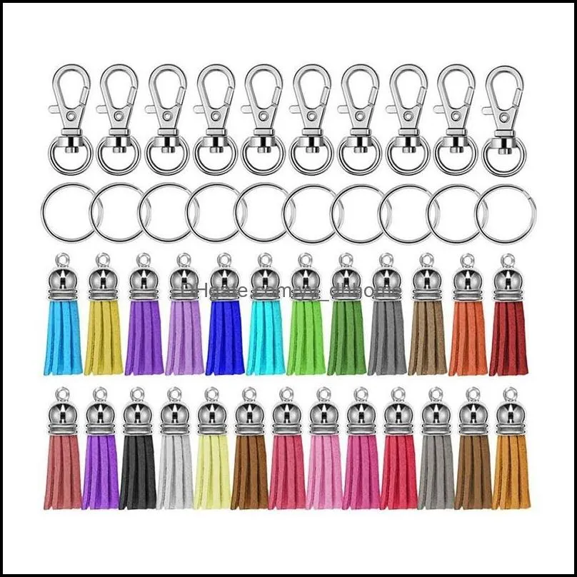 Jewelry Pouches, Bags 150Pcs Swivel Hooks With Key Rings And Tassels Bulk For Keychain Crafts