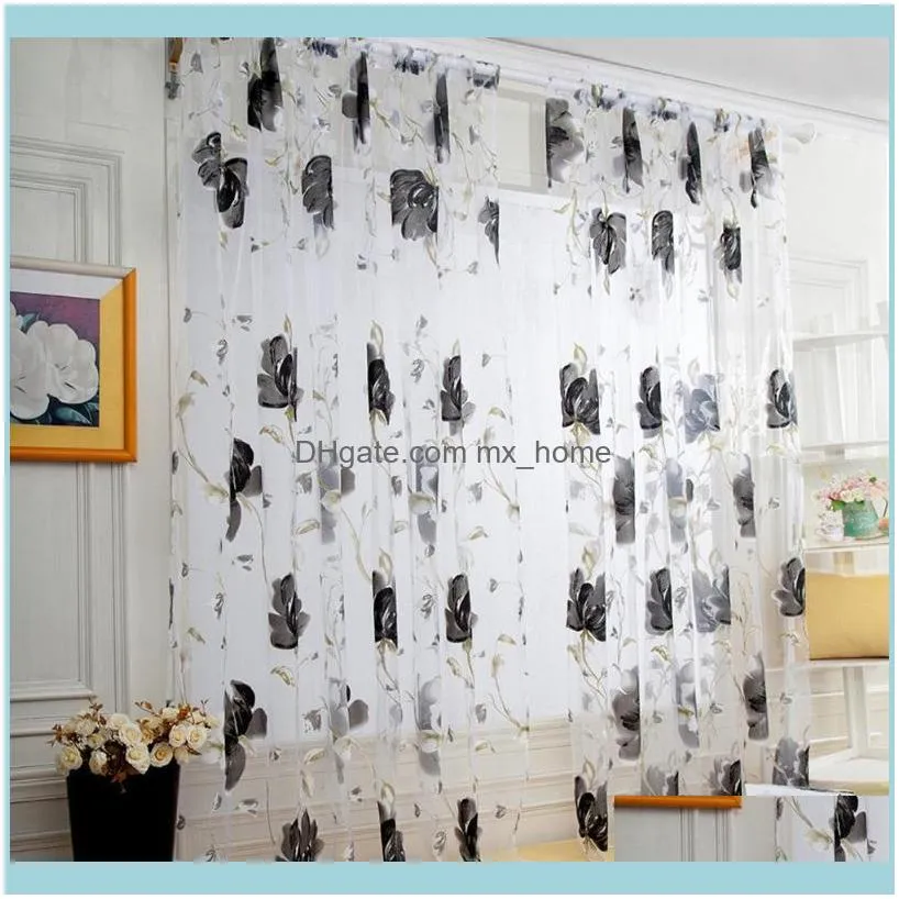 Curtain & Drapes Tulle Sheer Curtains Brilliant Flower Pattern Vines Leaves Door Window Drape Panel Scarf