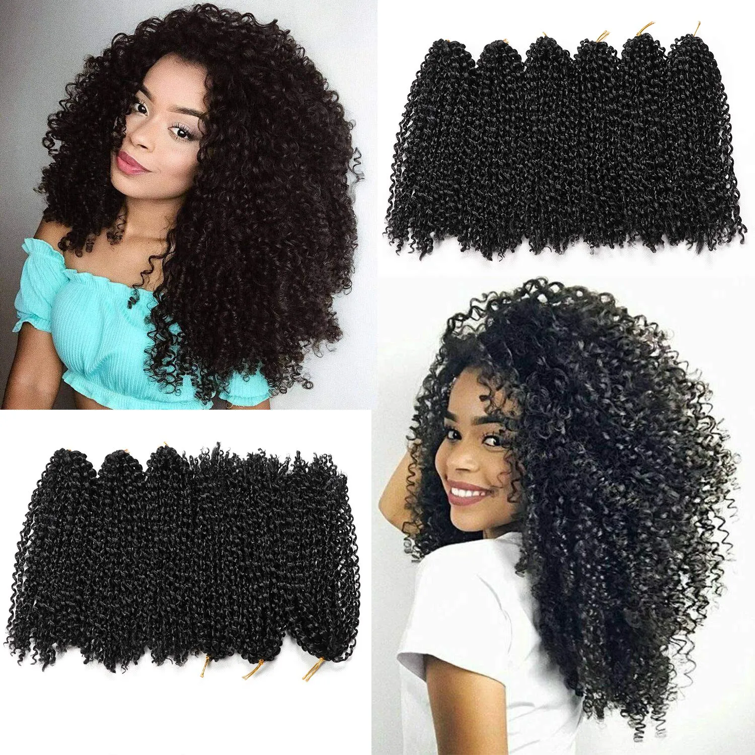 12 Zoll Malibob Häkelzöpfe Marlybob Flechthaar Afro Kinky Curly Braids Ombre Synthetische Flechthaarverlängerung