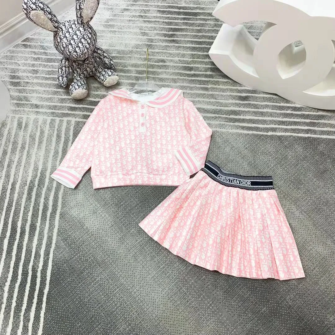 girl party dress pink plaid long sleeve flower dresses for kid girls summer clothes set 110-160 cm toddler kids autumn clothe
