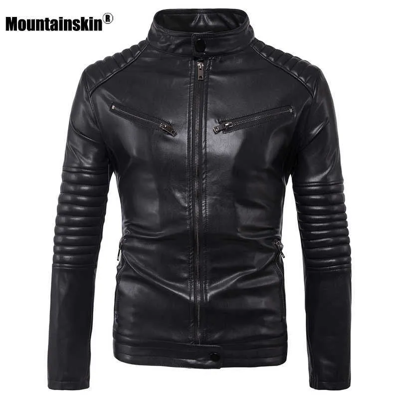 Mountainskin 2020 nueva chaqueta de cuero para hombre, abrigos de PU para motocicleta, chaquetas de cuero con bolsillos y cremallera a prueba de viento para hombre 5XL SA894 P0813