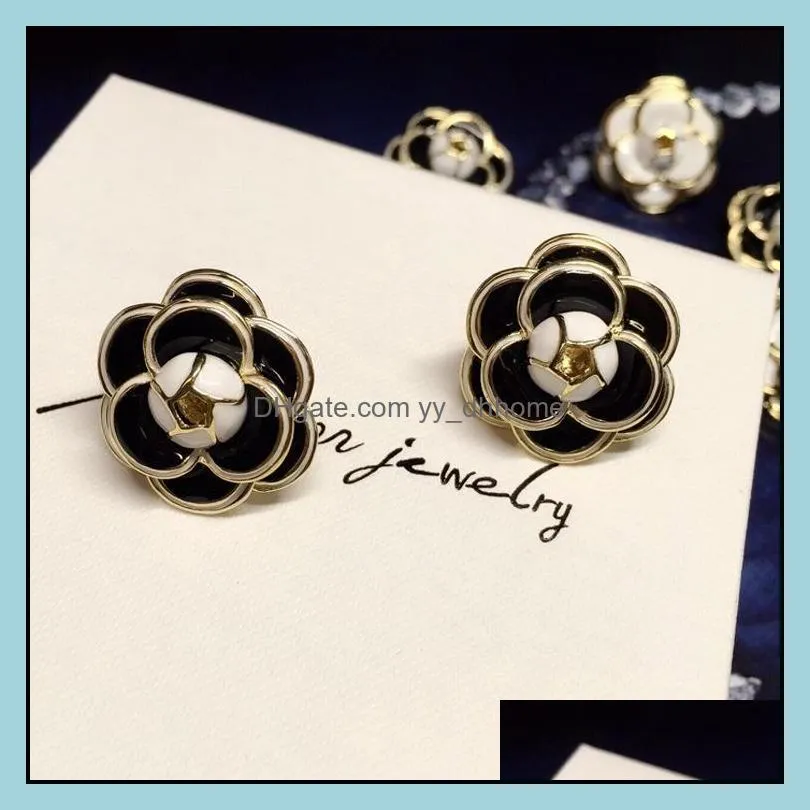 Pins, Brooches Luxury Big Brand Small Black White Camellia Brooch Pins Party Catwalk Fashion Flower Badge Pin For Woman