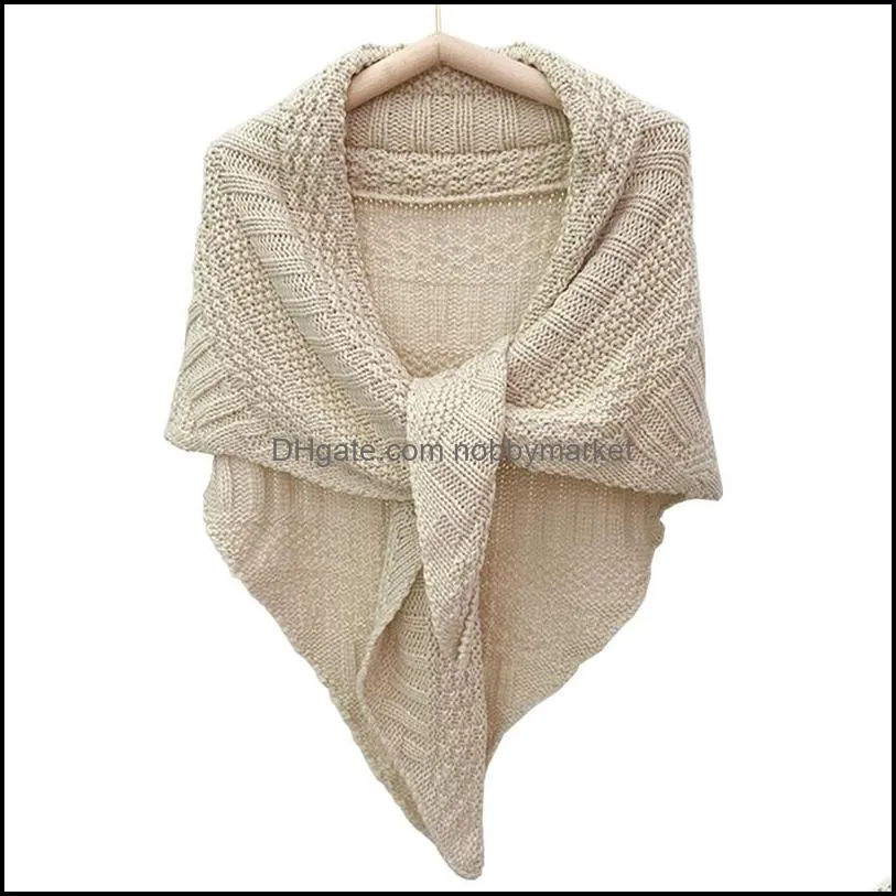 Solid Winter Triangle Scarf Women Knitted Shawl Wraps Large Warm Neckerchief Blanket Female Pashmina Ponchos Tippet For Ladies 211123