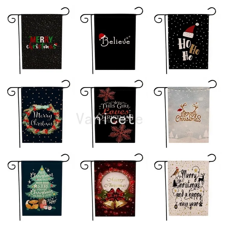 Christmas Garden Flag Dwustronny Drukowanie Wzór 47 * 32cm Linen Flaga Yard Decoration Banner Flags T2I52511