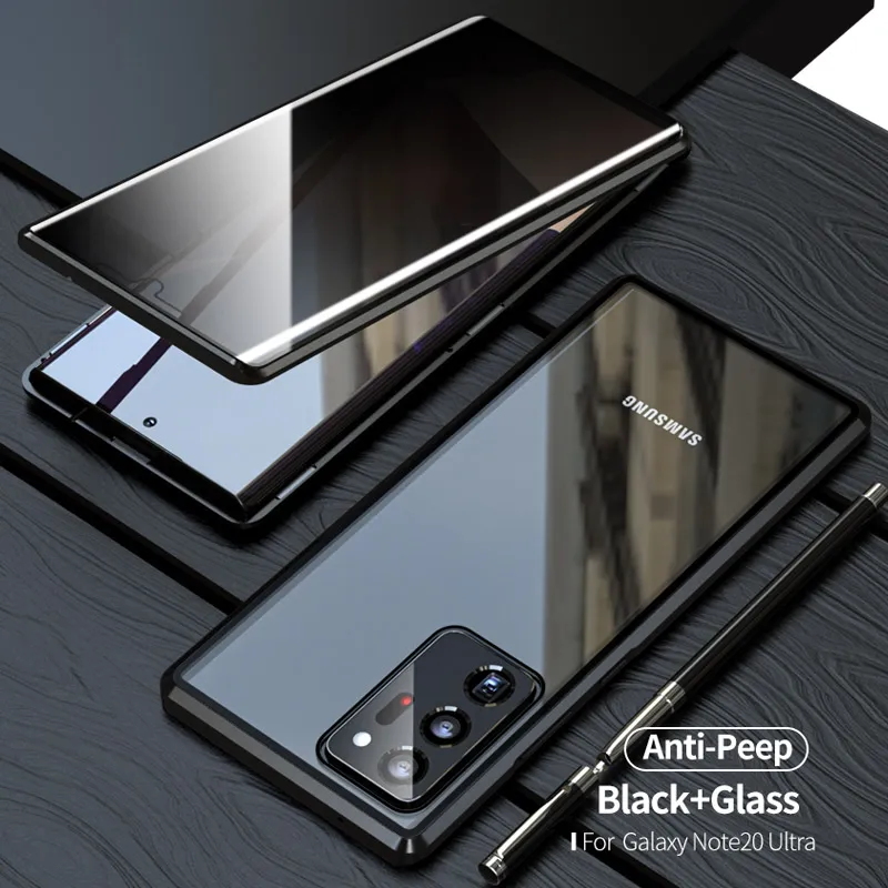 Casi antivili magnetici Privacy 360 ° per Samsung Galaxy Note 20 Ultra S21 Ultra S20 Fe Plus 5G Case Cover Funda Coque Metal Bumper