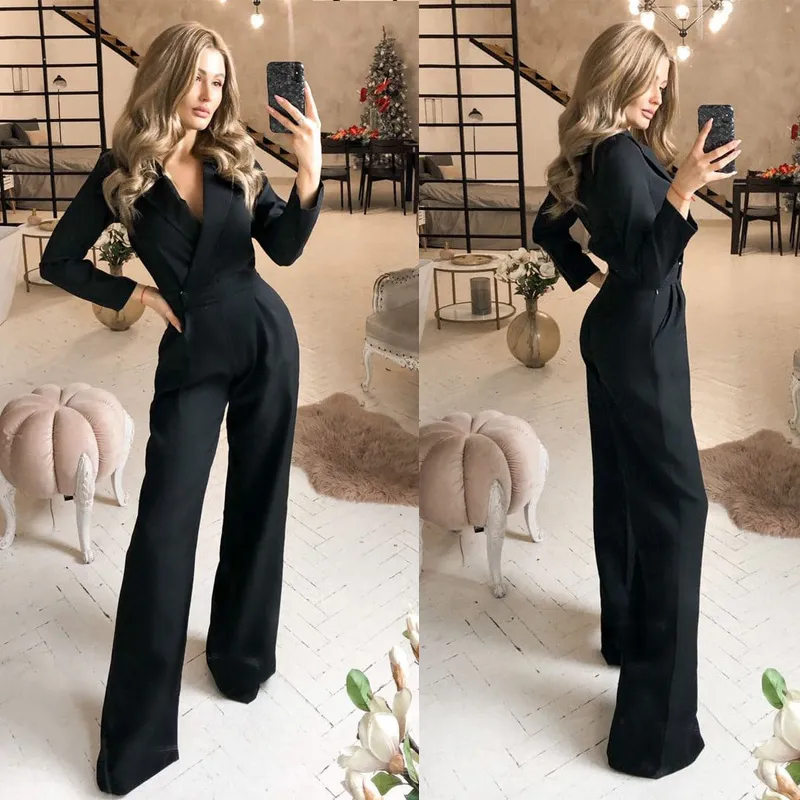 Black Bridal Wedding Pants Passar Kvinnor Kvinnor Jumpsuits Party Blazer Tuxedos Mor av bruden Formellt slitage