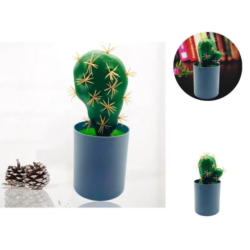 Dekorativa Blommor Kransar Fancy Artificial Plant No Watering PVC Simulering Bonsai Lovely Potted Fake Cactus