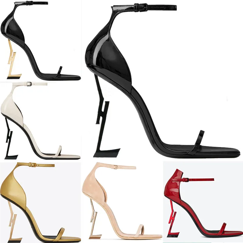 Лучшие дизайнерские женские туфли на высоком каблуке Роскошные металлические сандалии с красной пряжкой Кожаная свадьба