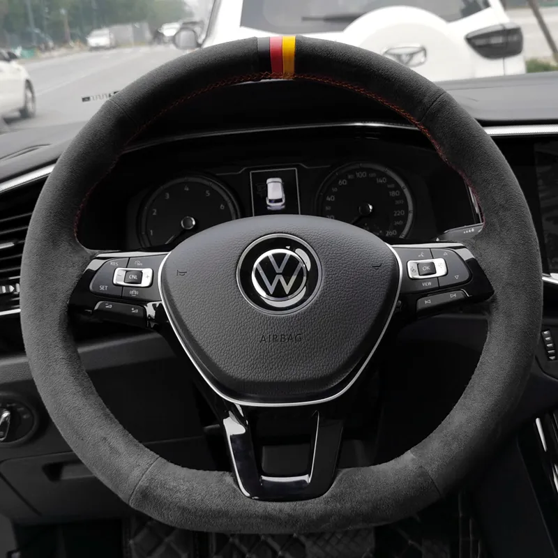 Convient pour Volkswagen Polo Lang Yiling Du Tiguan L Suteng Bora Tangge Beetle daim couture à la main couverture de volant