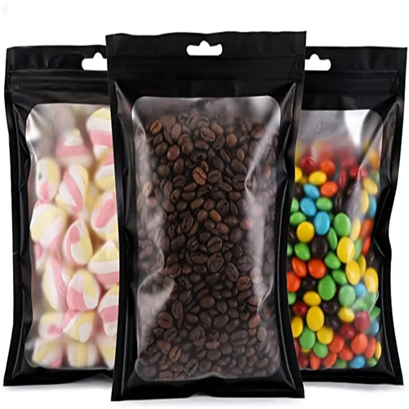 Multiple Sizes Aluminum Foil Bag Resealable Smell Proof Plastic Sample Bags with Window Retail Packaging Packing Pouch