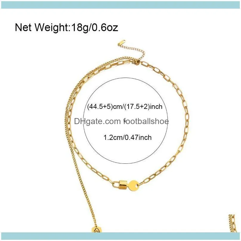 Lifefontier Stainless Steel Chain Lock Key Pendant Necklace For Women Men Gold Silver Color Chains Necklaces Couple Jewelry