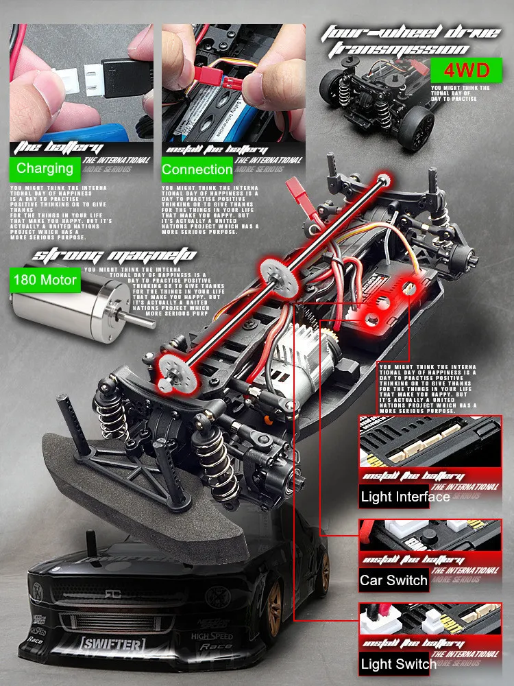JTY Toys 1:18 Scale RC Car High Speed Drift Racing Toy