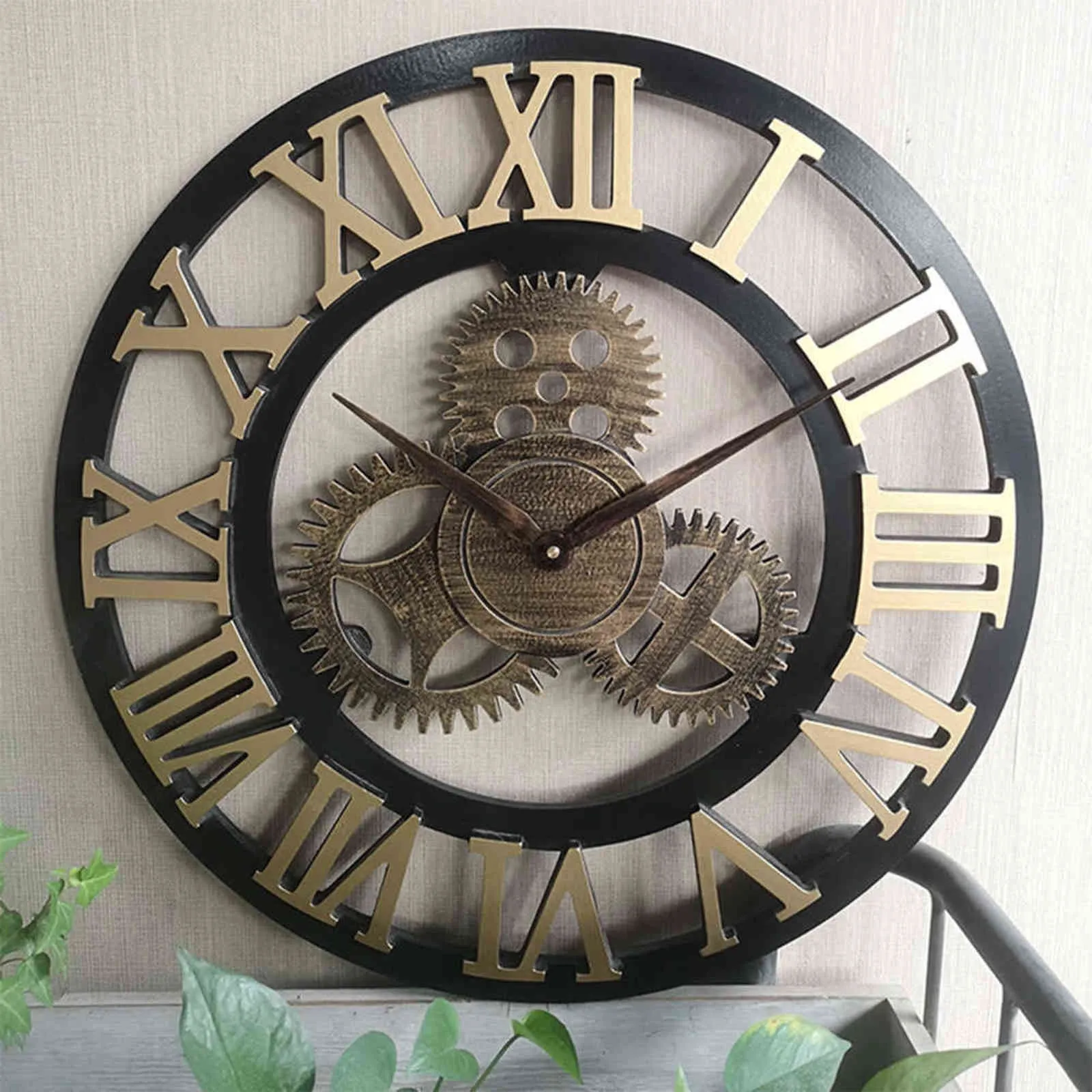 Home Living Room Decor Industrial Creative Gear Wall Clock Retro ...