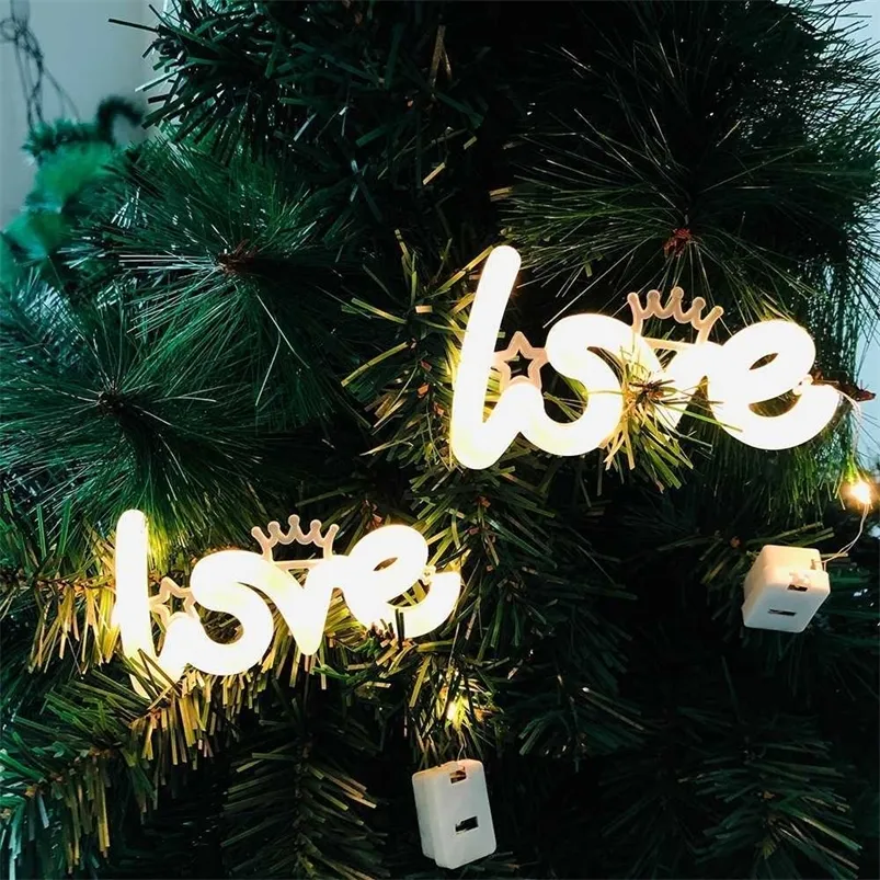2022 San Valentino Lettere d'amore Romantico Puntelli luminosi a LED Festa di moda Matrimoni Pandents Casa Decorazioni per albero di Natale Luminoso Night Lighr mini Forniture GT8DEE7