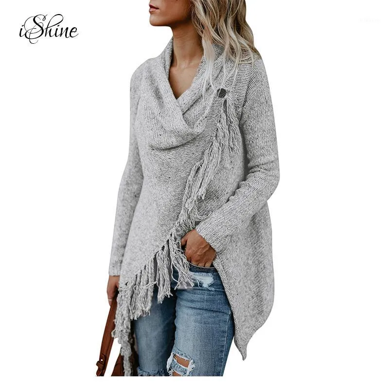 Mode Kvinnor Stickad Vinter Varm Sweater Cardigans Långärmad Tassel Fringe Shawl Poncho Cardigan Jackor Coats Oversized