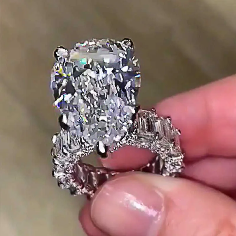 Huitan magnifique grande bague de fiançailles en forme de poire carré CZ bague de promesse meilleure bague de proposition pour petite amie femmes bijoux à la mode chaud X0715