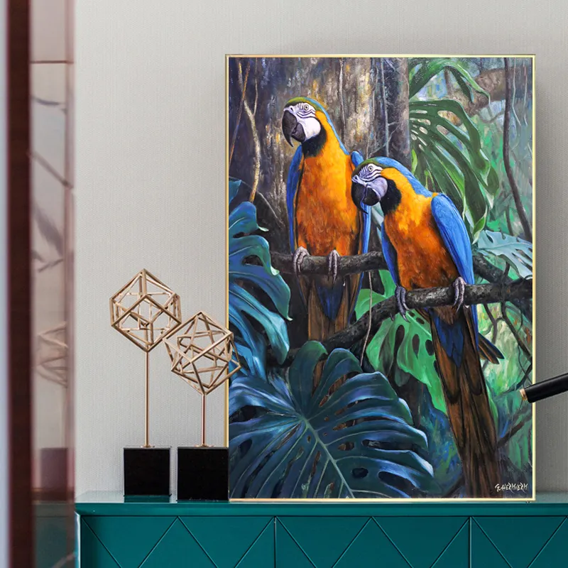 Parrot Prints Canvas Painting Wall Art For Living Room Home Decoration Animal Poster Picture Colorful Bird Cuadros No Frame