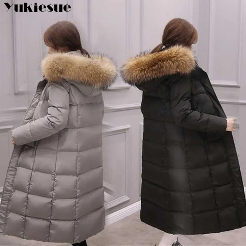 Con cappuccio in pelliccia Giacca invernale da donna Cappotto da donna Taglie forti 3XL Parka lungo imbottito Capispalla da donna Jaquata Feminina Inverno 210608