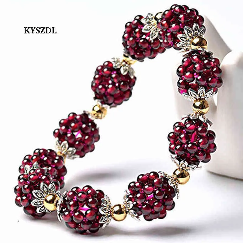 Kyszdl Braccialetto di granato naturale di alta qualità Braccialetto di moda Donne di cristallo Braccialetto di gioielli Regali 220210