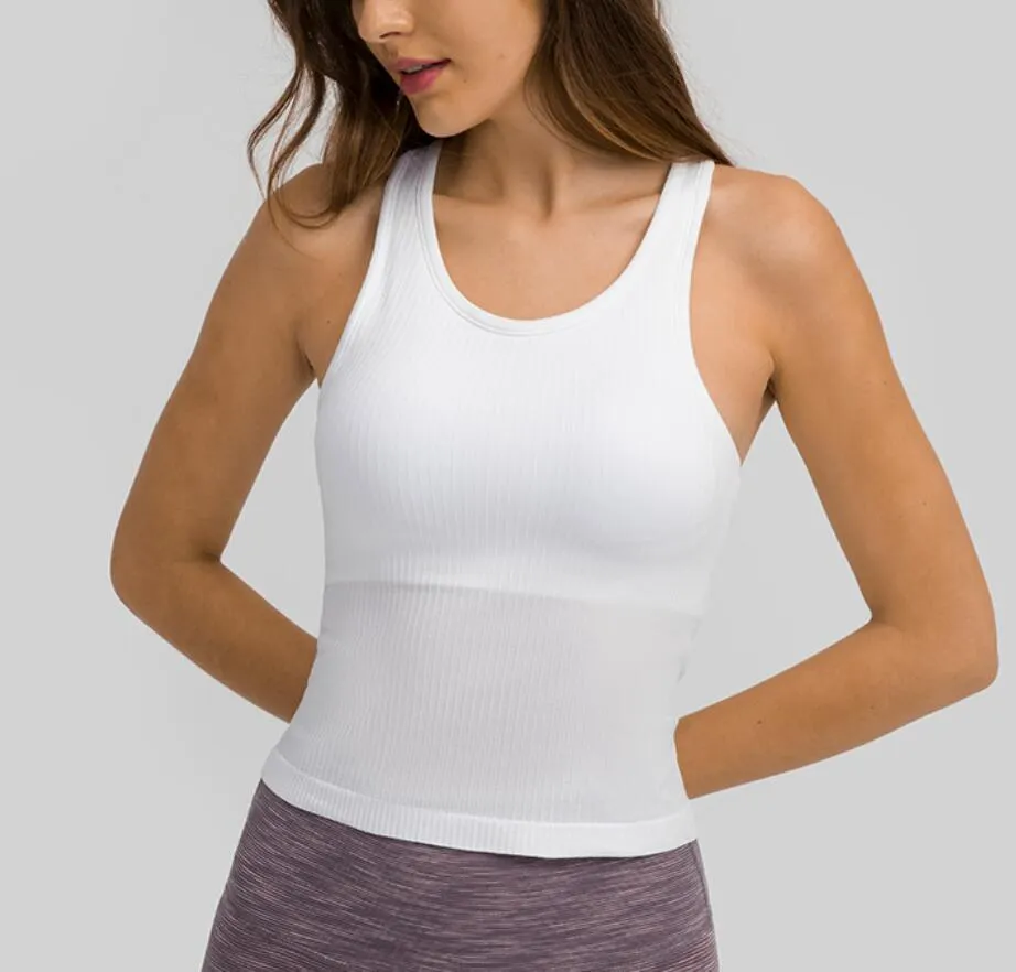 Yogakleding Vrouwen Ebb to Street Tanktops lu-40 I-vormige rug Yogavest met voorgevormde beha Sport Running Fitness Racerback Gymkleding Workout Shirt