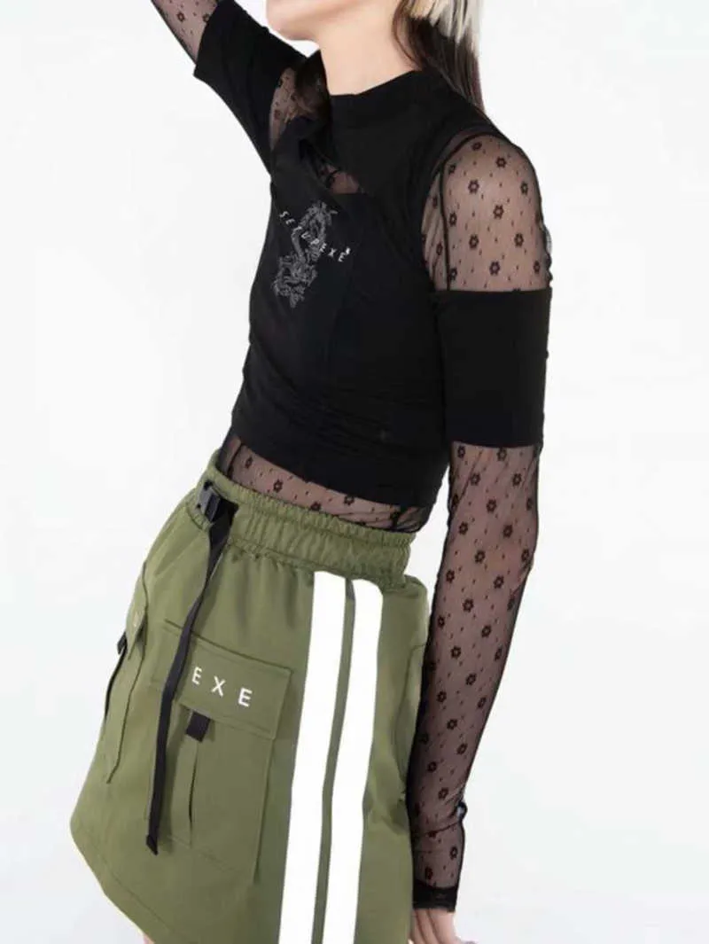 Plus Size Cotton Cargo Target Black Skirt With High Waist Short