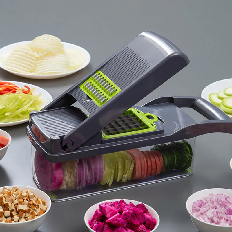 Mandoline 7 en 1 - Coupe-légumes - Coupe-oignon - Coupe-frites