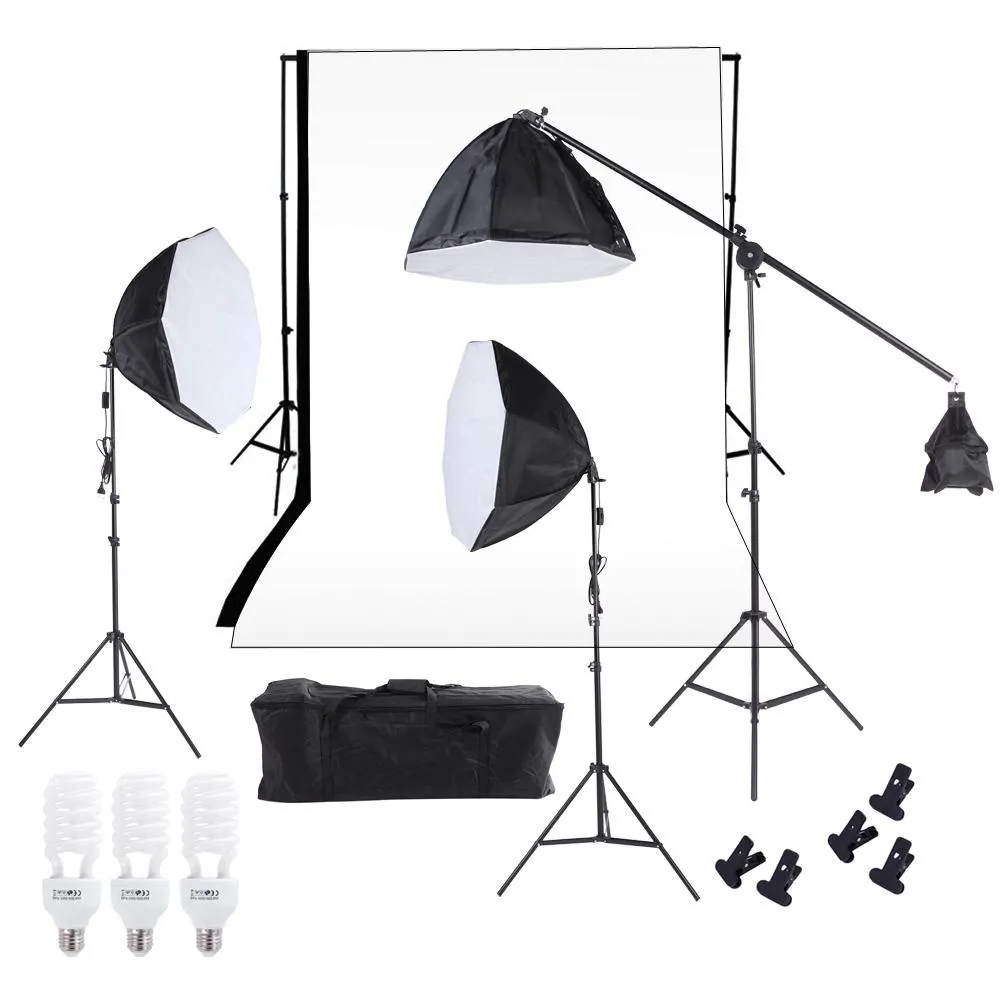 Фотография студии освещения Kit Softbox Photo Studio видео Оборудование фона Cantilever Light STAND RUSS