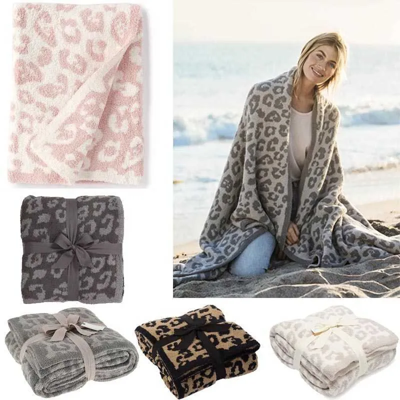 Manta de lana de lujo cómoda de alta calidad para niños con tejido de leopardo de punto a casa cubierta suave descalza 211019