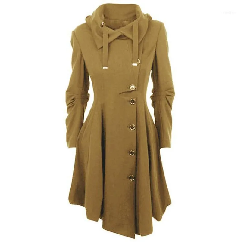 Col rabattu taille haute taille mince trench-coat pour femmes couleur unie automne vêtements d'extérieur femme pardessus streetwear outwear1