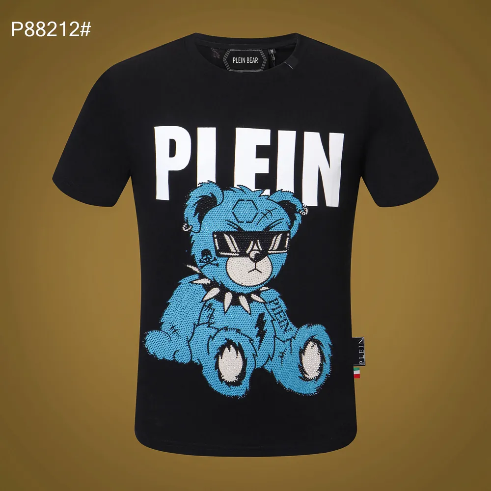 Plein Bear TシャツメンズデザイナーTシャツブランド服ラインストーンスカルメンTシャツクラシック高品質ヒップホップストリートウェアTシャツカジュアルトップティーPB 11307