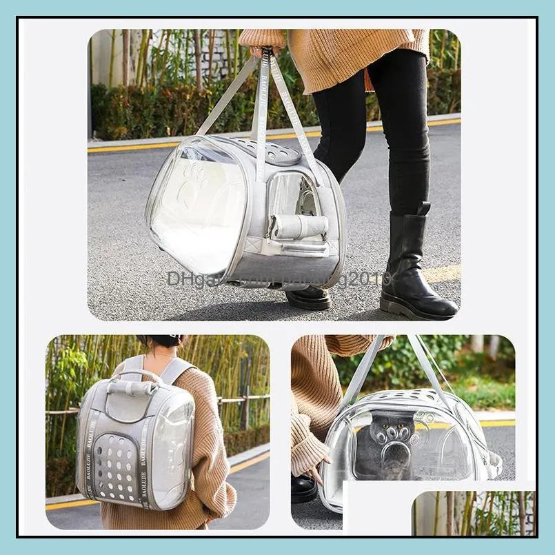 Cat Carrier Bag Puppy Backpack Breathable Oxford Cats Box Cage Small Dog Pet Travel Handbag Outdoor Hiking Space 2021