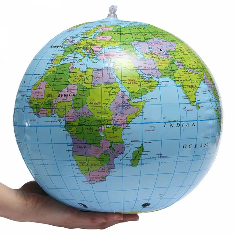 Inflatable Globe World Earth Ocean Map Ball Geography Learning Educational Beach Ball Kids Toy Home Office Decoration