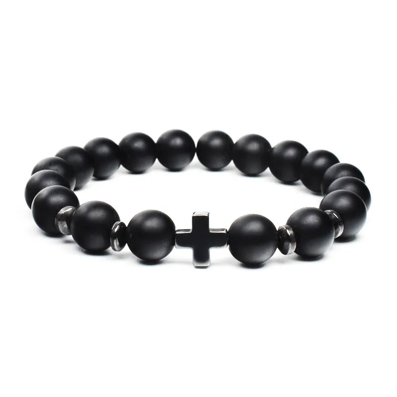 Christian Bracelets For Men: 10mm Matte Wood Beads Bracelet With