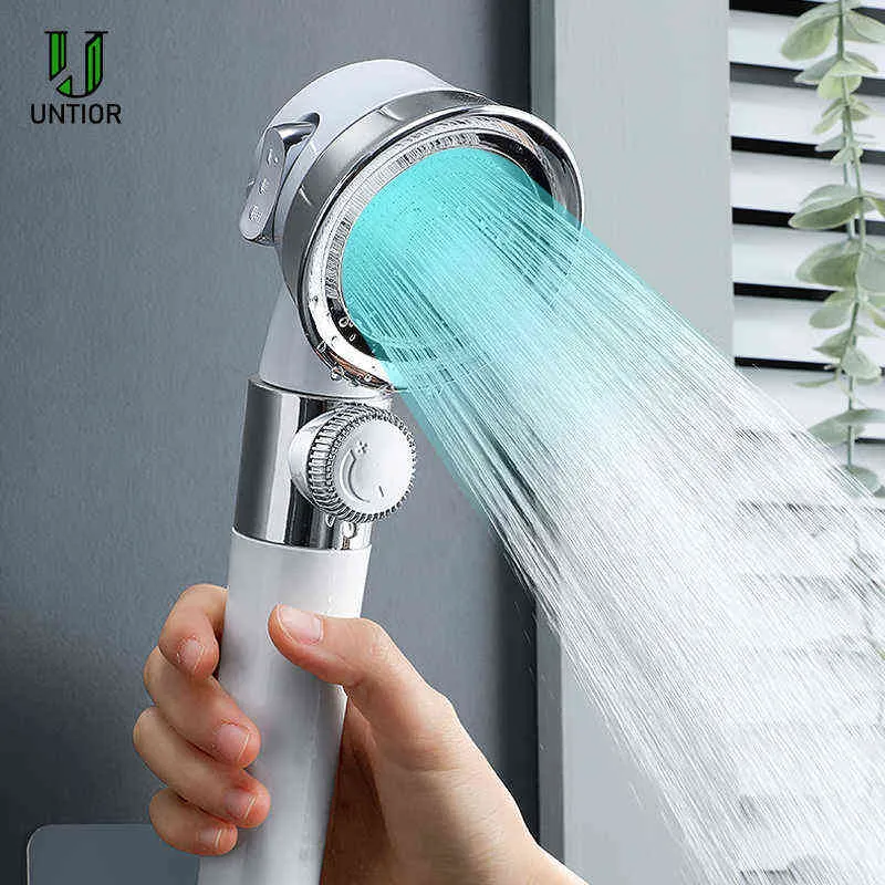 UNTIOR Pressurized Shower Head High Pressure Water Save Perforated Free Bracket Hose Adjustable Bathroom Accessories Shower Set H1209